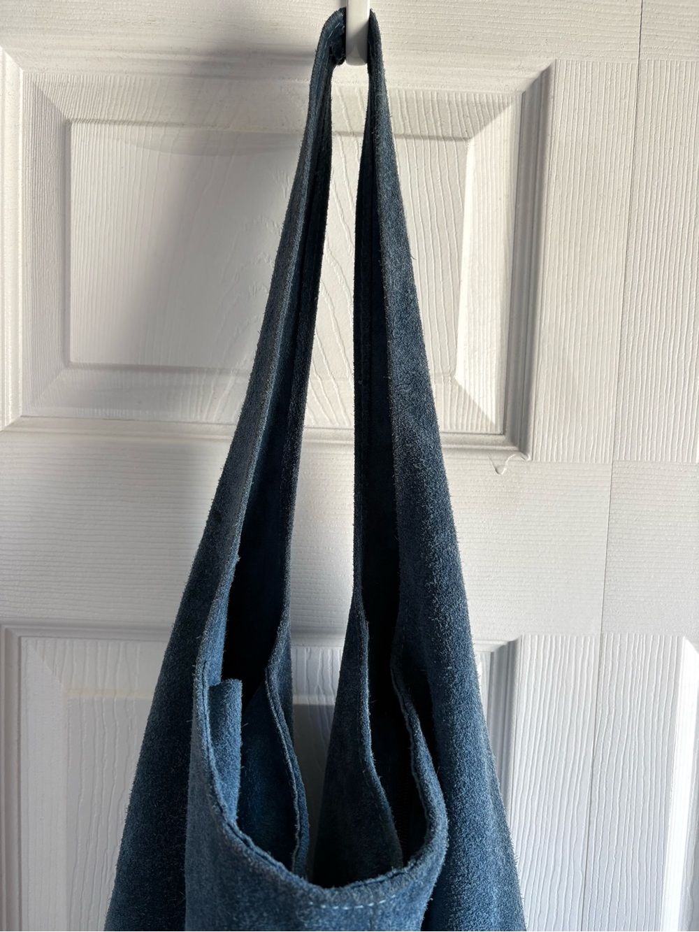Large Suede Leather Seafoam Blue Slouch Hobo Bag Lagenlook Hippie Boho Academia - Picture 3 of 9